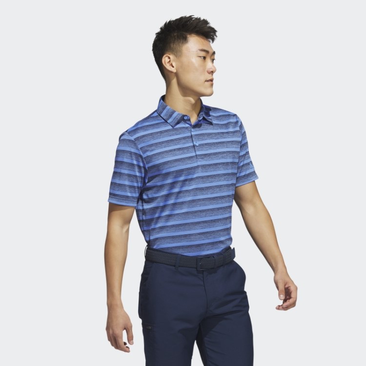 Camisa Polo Listrada Azul Marinho Adidas