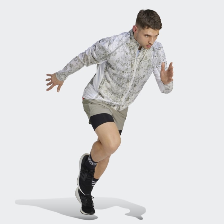 Adidas Jaqueta Maratona Branca Com Estampa Allover
