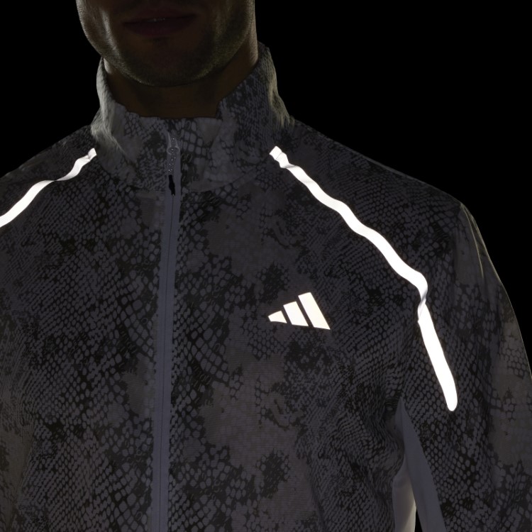 Adidas Jaqueta Maratona Branca Com Estampa Allover