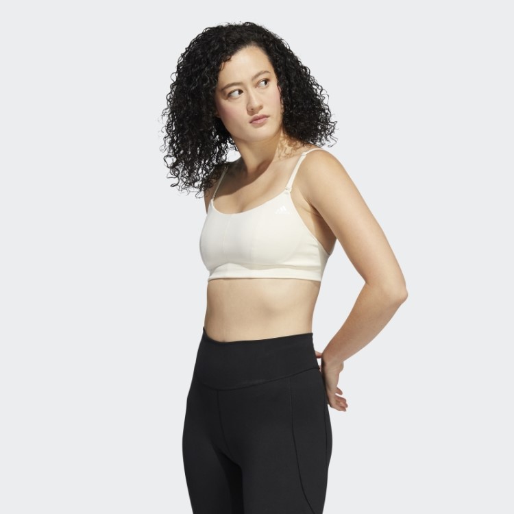 Sutiã De Suporte Leve Para Estúdio De Ioga Adidas Branco