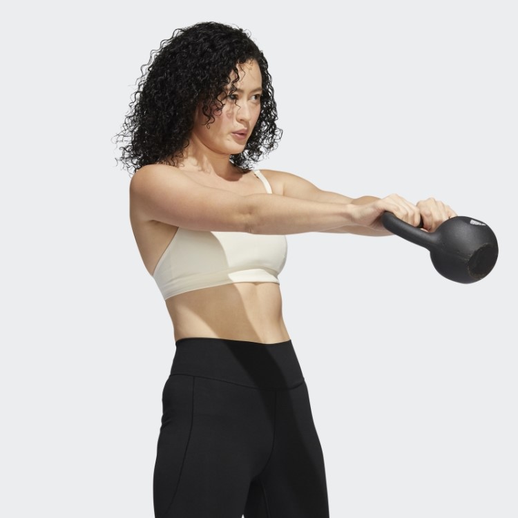 Sutiã De Suporte Leve Para Estúdio De Ioga Adidas Branco