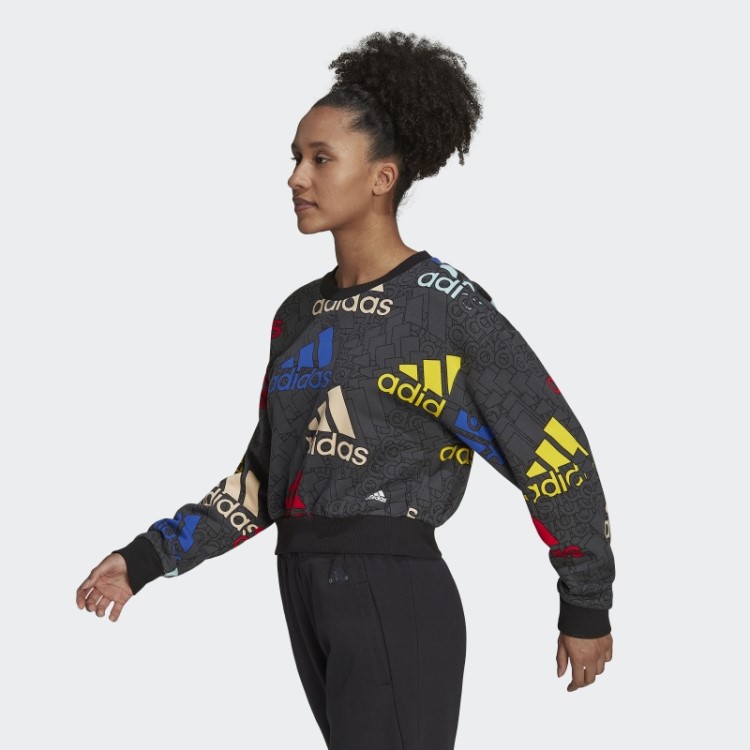 Moletom Adidas Essentials Carbon Cropped Com Logo Multicolorido