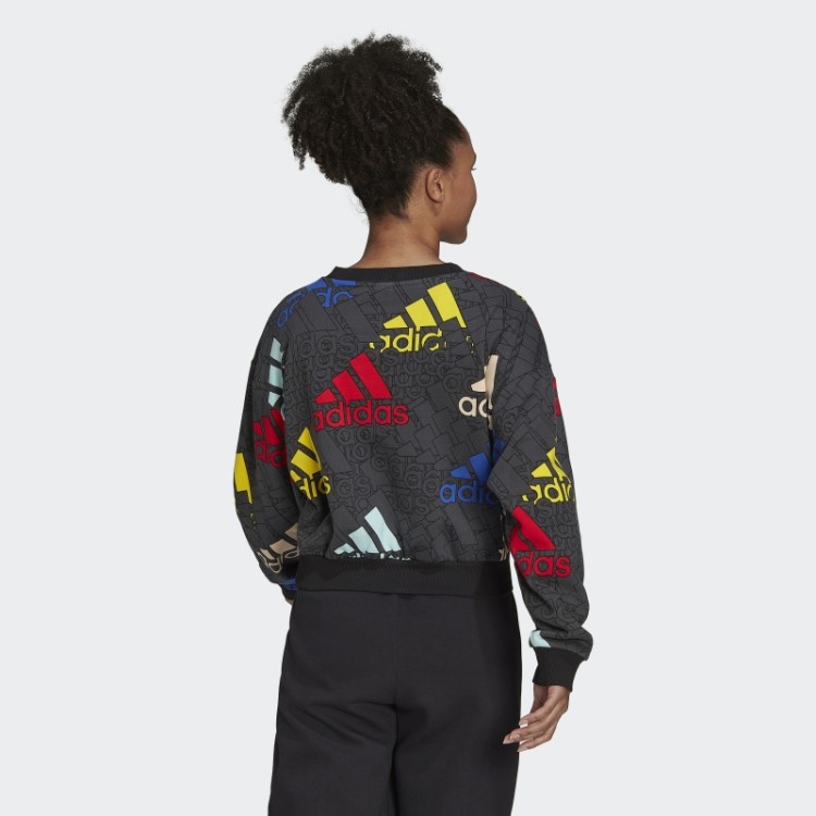 Moletom Adidas Essentials Carbon Cropped Com Logo Multicolorido