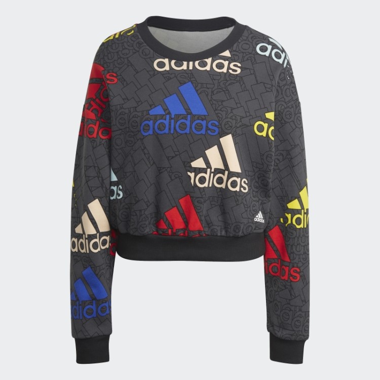 Moletom Adidas Essentials Carbon Cropped Com Logo Multicolorido