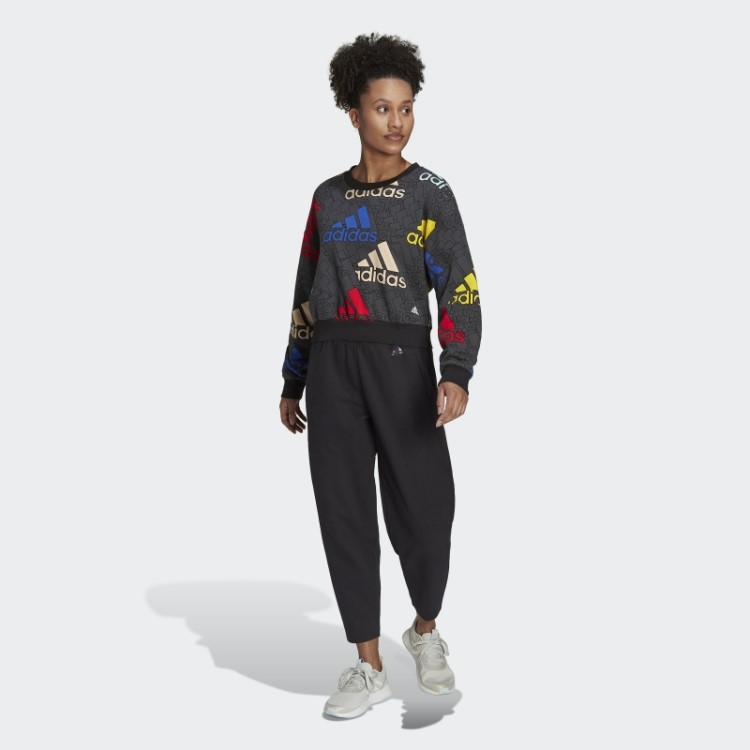 Moletom Adidas Essentials Carbon Cropped Com Logo Multicolorido