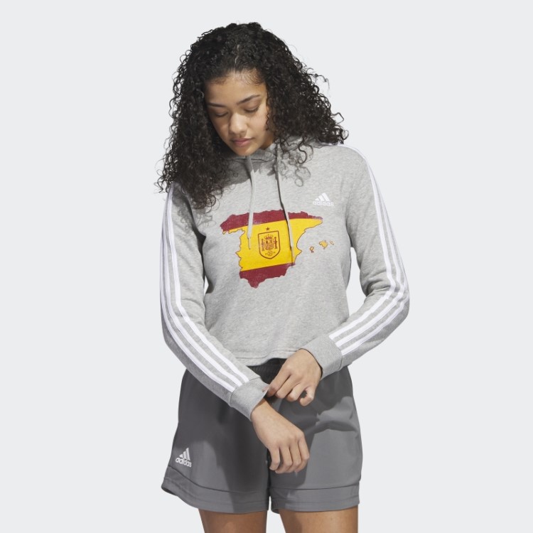 Moletom Cropped Com As Três Listras Cinza Espanha Adidas