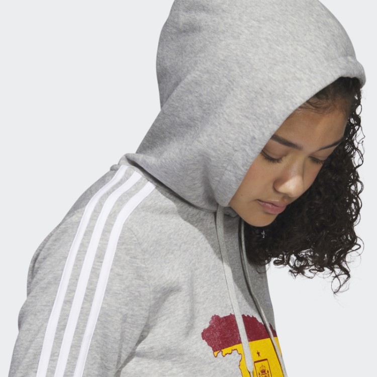 Moletom Cropped Com As Três Listras Cinza Espanha Adidas