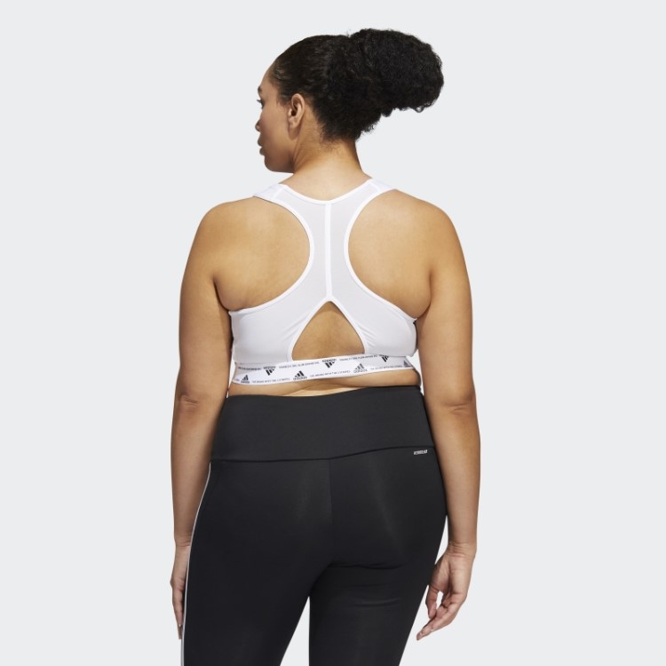 Sutiã Branco Adidas Powerreact Training De Suporte Médio Com As Três Listras (tamanho Grande) Quente