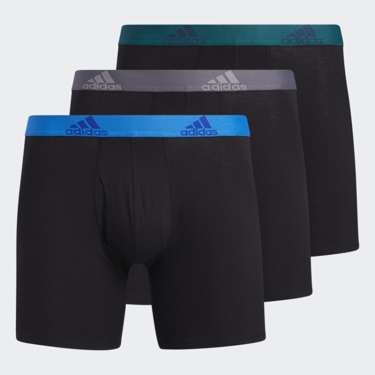 Cueca Boxer De Algodão Elástico 3 Pares Preto Adidas