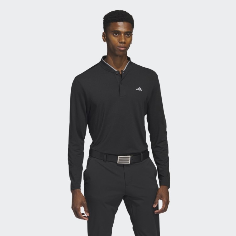 Camisa Polo Preta Adidas Manga Longa