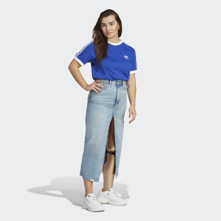 Camiseta Adidas Blue Adicolor Classics Com As Três Listras