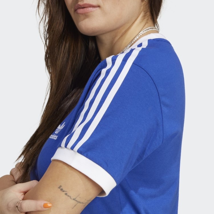 Camiseta Adidas Blue Adicolor Classics Com As Três Listras