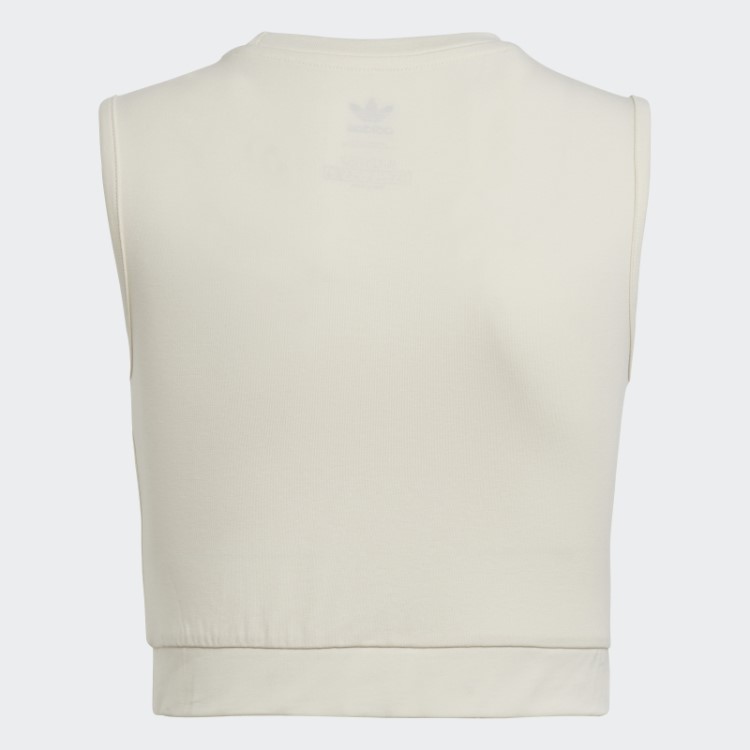 Adidas Regata Cropped Branca Com Estampa Gráfica