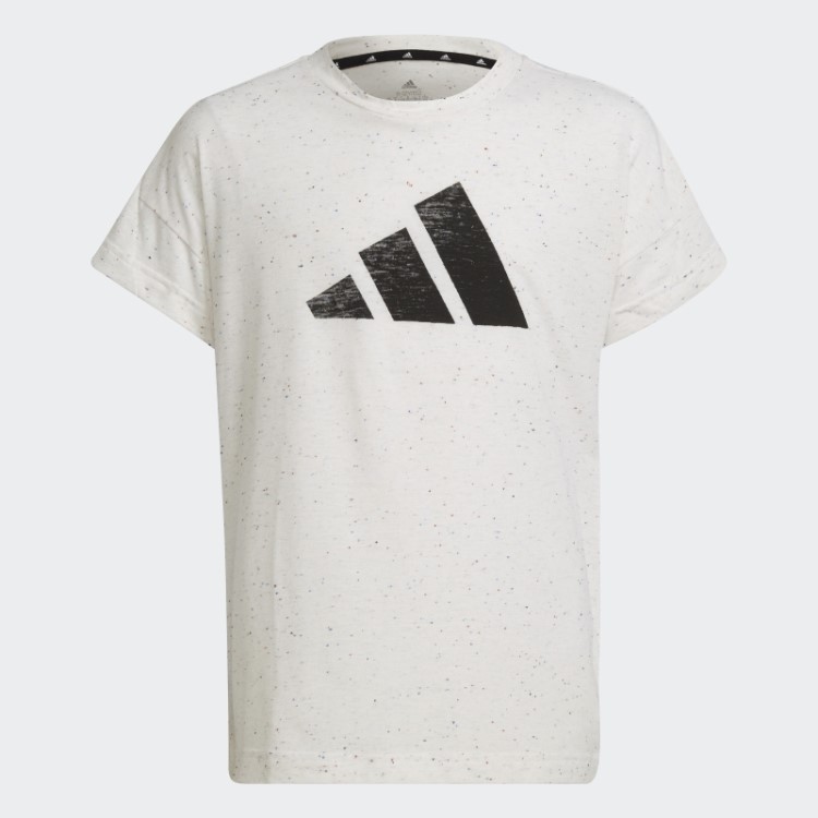 Camiseta Adidas Future Icons Com As Três Listras Soltas Em Algodão Branco Melange