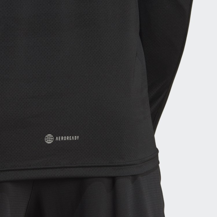 Top Preto Run Icons 3 Listras Manga Longa Adidas
