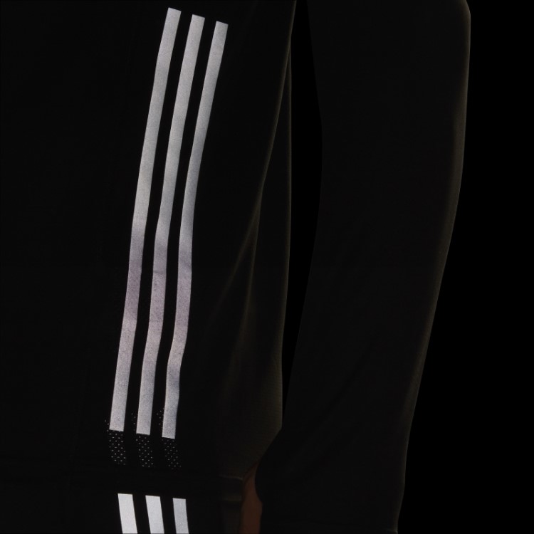 Top Preto Run Icons 3 Listras Manga Longa Adidas