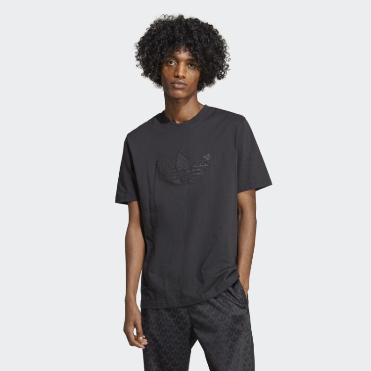Camiseta Preta Com Monograma Adidas
