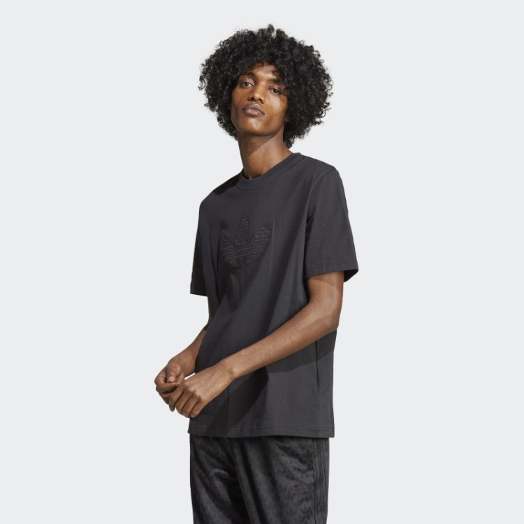 Camiseta Preta Com Monograma Adidas