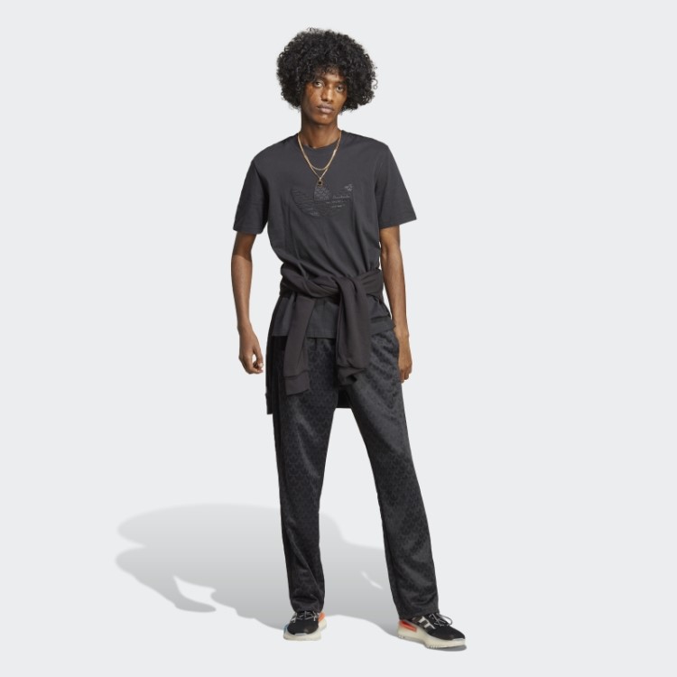 Camiseta Preta Com Monograma Adidas
