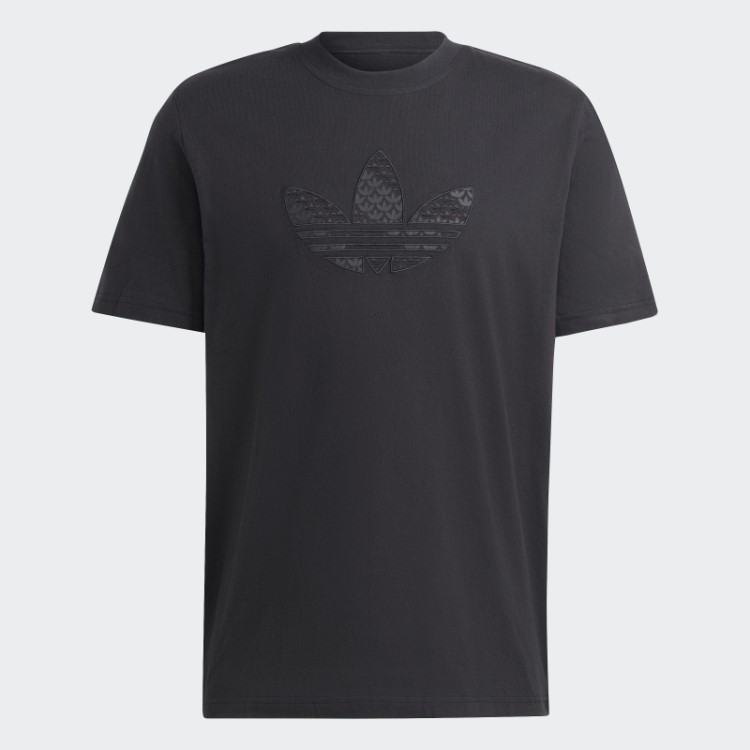 Camiseta Preta Com Monograma Adidas
