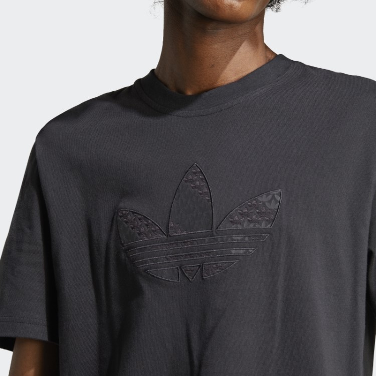 Camiseta Preta Com Monograma Adidas