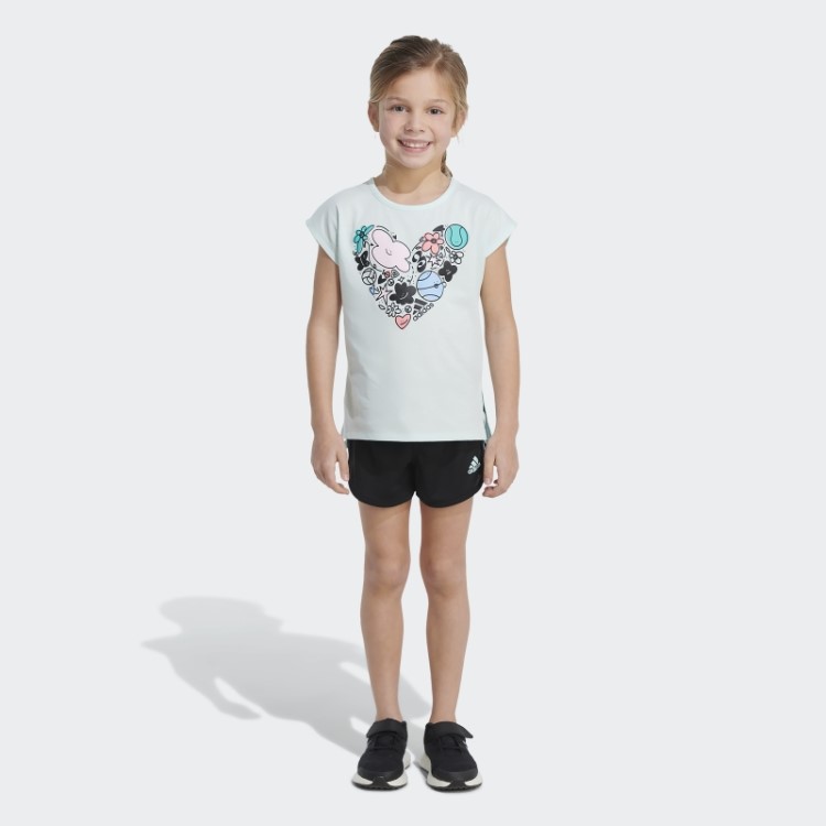 Conjunto Camiseta Estampada E Shorts Em Malha Ice Mint Adidas