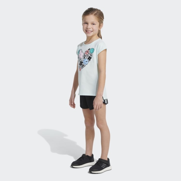 Conjunto Camiseta Estampada E Shorts Em Malha Ice Mint Adidas