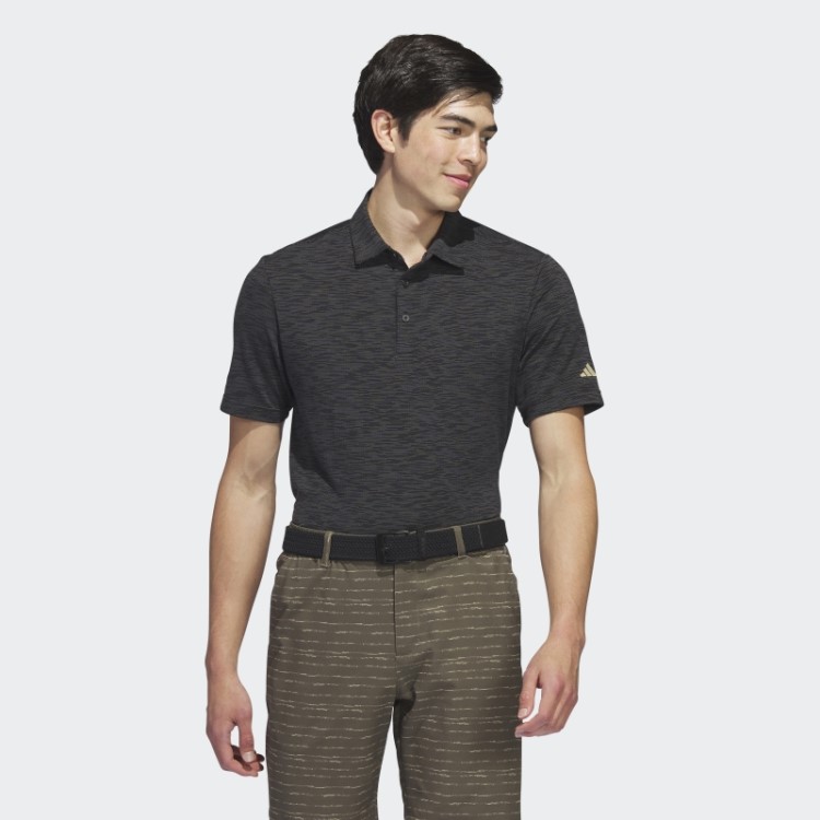 Camisa Polo De Golfe Preta Adidas Space Dye