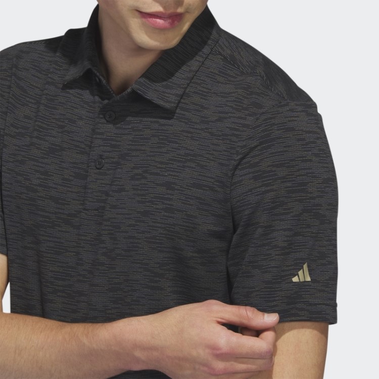 Camisa Polo De Golfe Preta Adidas Space Dye
