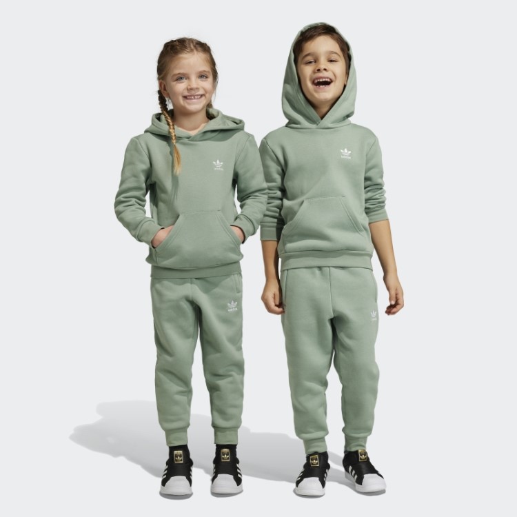 Moletom Com Capuz Adicolor Conjunto Verde Prata Adidas