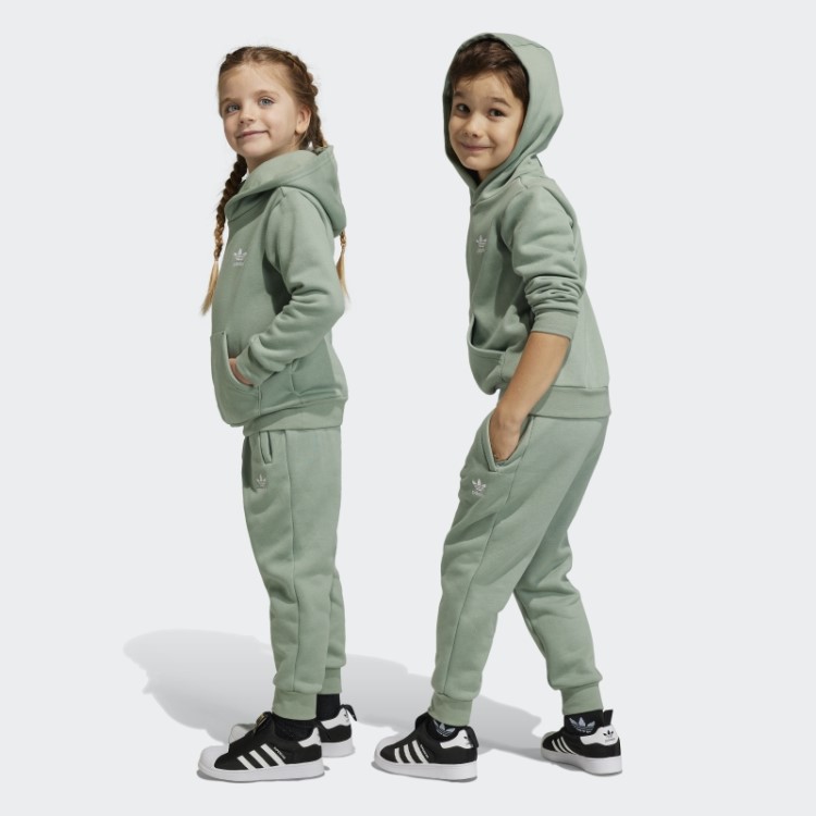 Moletom Com Capuz Adicolor Conjunto Verde Prata Adidas