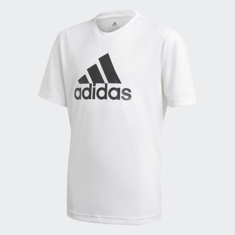 Adidas Branco Aeroready Projetado Para Mover Grande Camiseta Com Logotipo