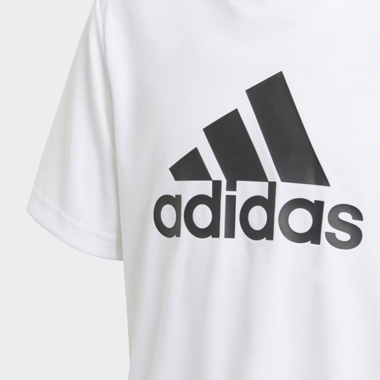 Adidas Branco Aeroready Projetado Para Mover Grande Camiseta Com Logotipo
