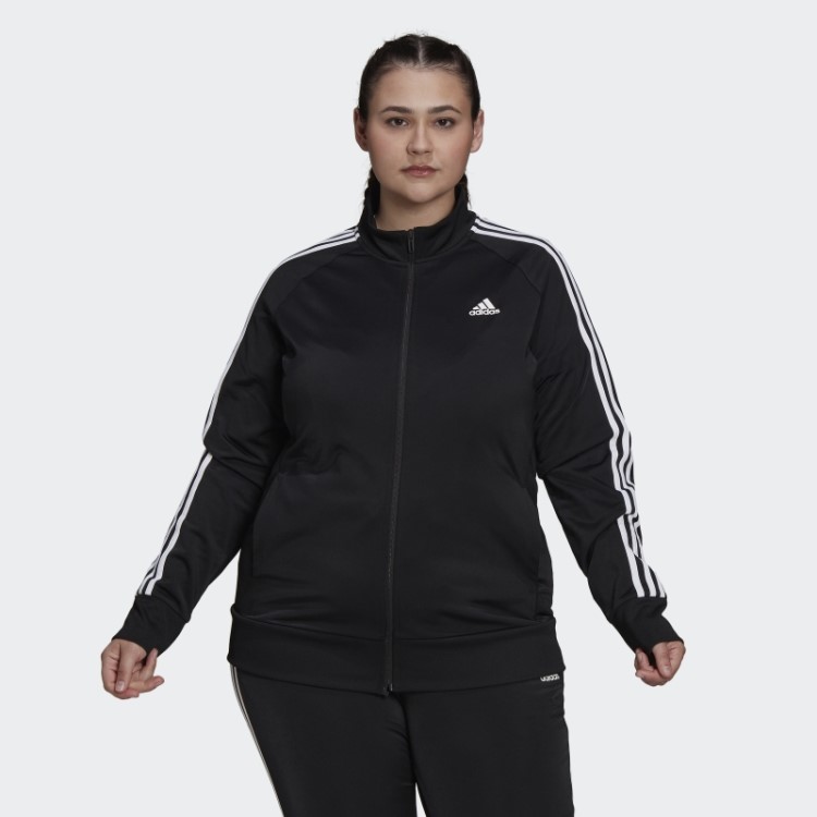 Jaqueta Preta Adidas Essentials Warm-up Tricot Slim Com As Três Listras (tamanho Grande)