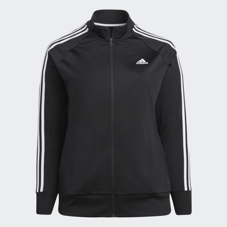 Jaqueta Preta Adidas Essentials Warm-up Tricot Slim Com As Três Listras (tamanho Grande)