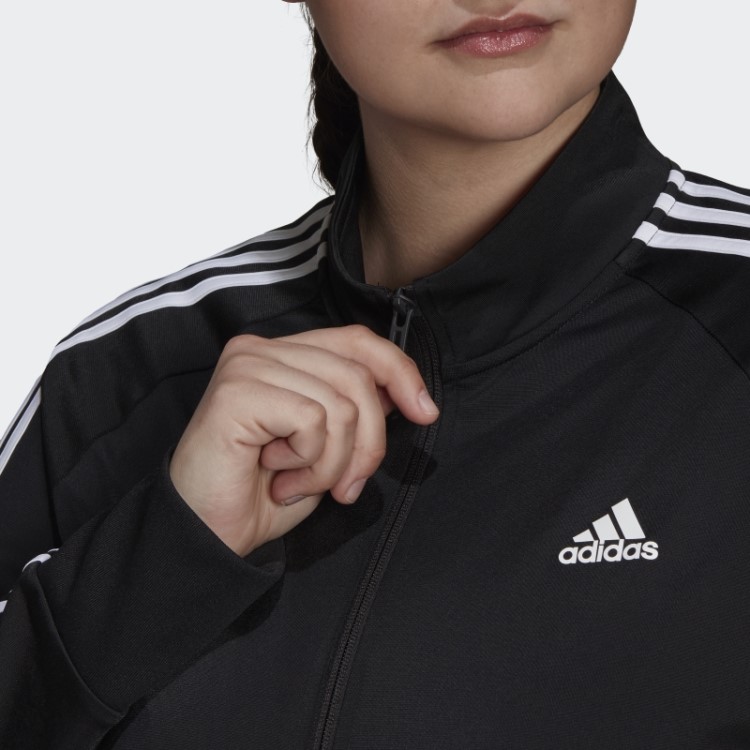 Jaqueta Preta Adidas Essentials Warm-up Tricot Slim Com As Três Listras (tamanho Grande)
