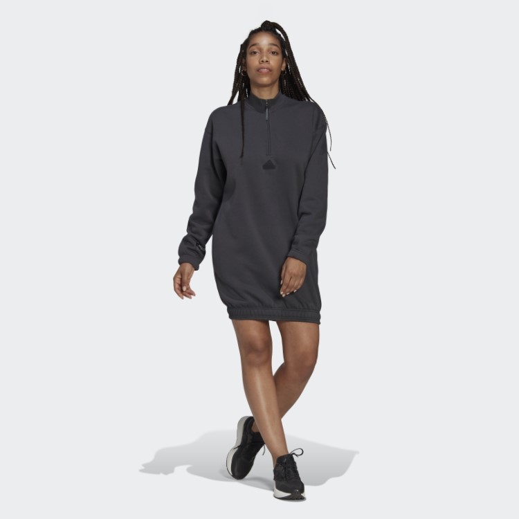 Vestido Suéter Adidas Com Meio Zíper Em Carbono