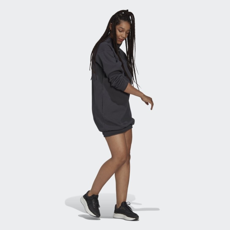 Vestido Suéter Adidas Com Meio Zíper Em Carbono