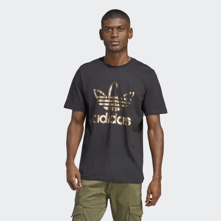 Camiseta Preta Com Correntes Douradas - 50 Anos De Trevo Adidas