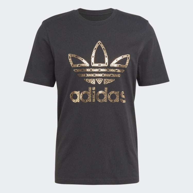 Camiseta Preta Com Correntes Douradas - 50 Anos De Trevo Adidas