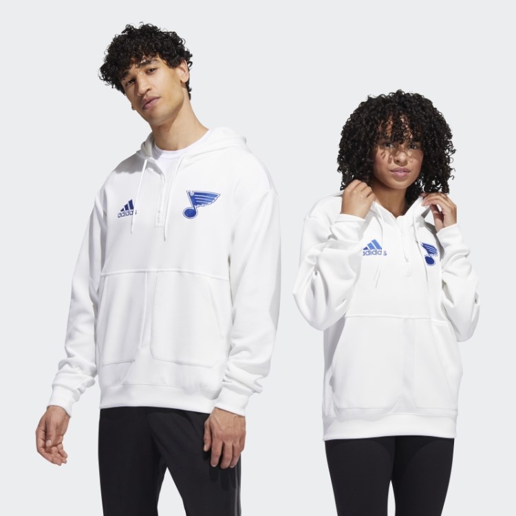 Moletom Com Capuz Adidas Blues 22 Nhl Sem Corante 1/4 (gênero Neutro) Não Tingido