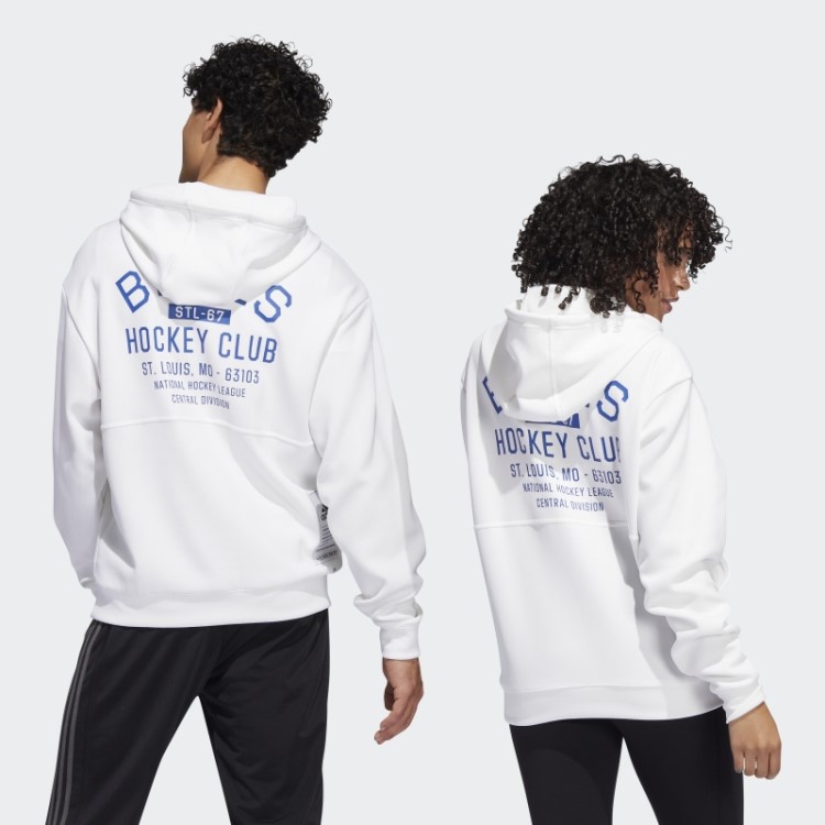 Moletom Com Capuz Adidas Blues 22 Nhl Sem Corante 1/4 (gênero Neutro) Não Tingido