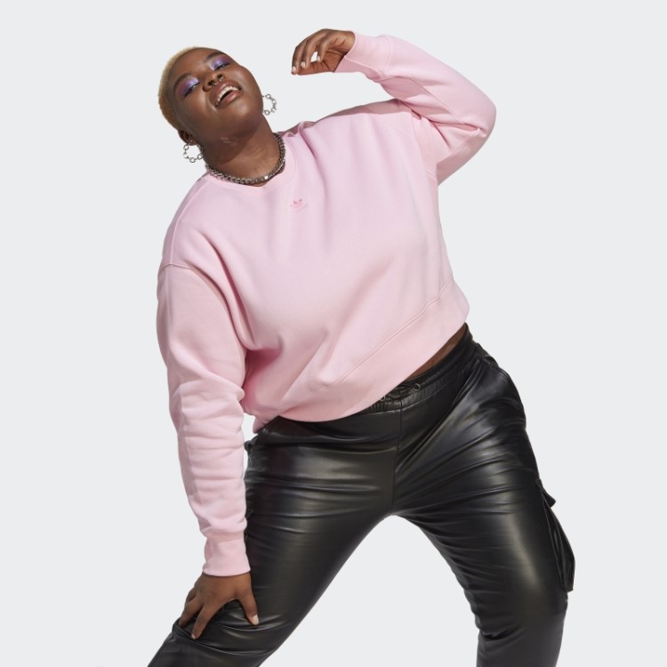 Moletom Adicolor Essentials Crew (plus Size) Rosa Verdadeiro Adidas