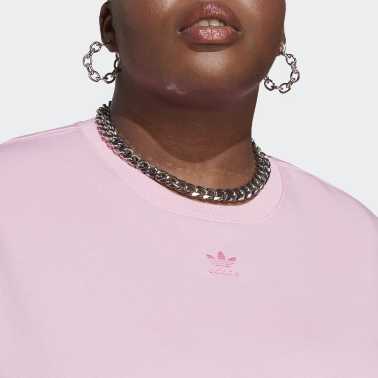 Moletom Adicolor Essentials Crew (plus Size) Rosa Verdadeiro Adidas