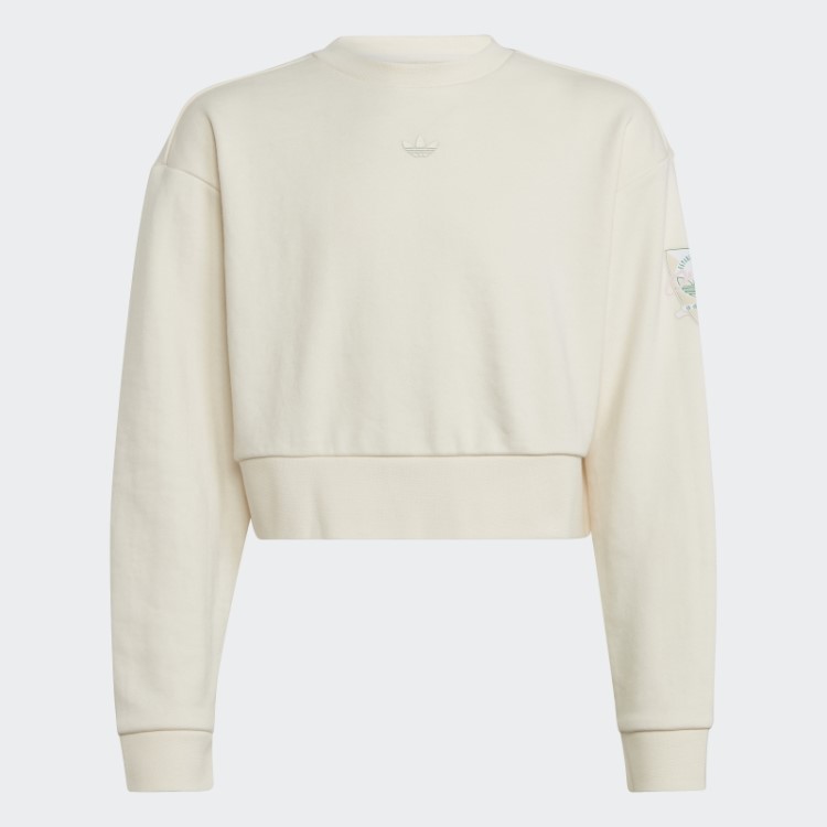 Adidas Sweatshirt Crop Crew Com Estampa Gráfica Branca