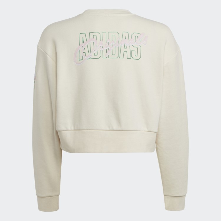 Adidas Sweatshirt Crop Crew Com Estampa Gráfica Branca