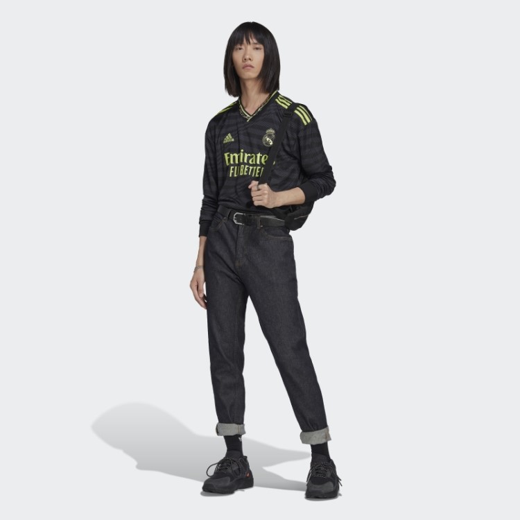 Adidas Preto Real Madrid 22/23 Manga Longa Terceira Camisa Autêntica
