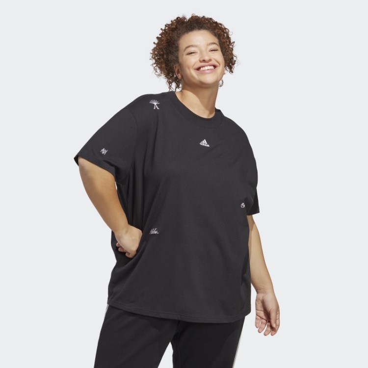 Camiseta Boyfriend Com Estampas Inspiradas Em Cristais Curativos (tamanho Grande) Preta Adidas