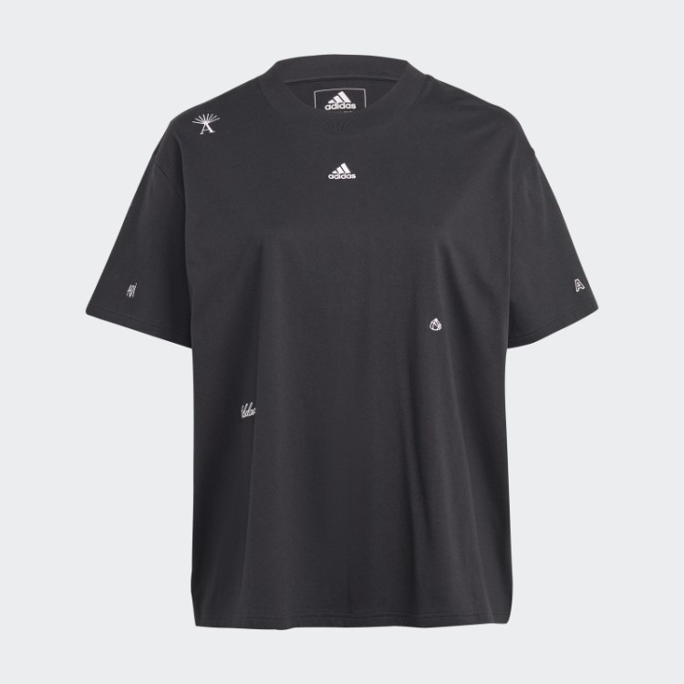 Camiseta Boyfriend Com Estampas Inspiradas Em Cristais Curativos (tamanho Grande) Preta Adidas