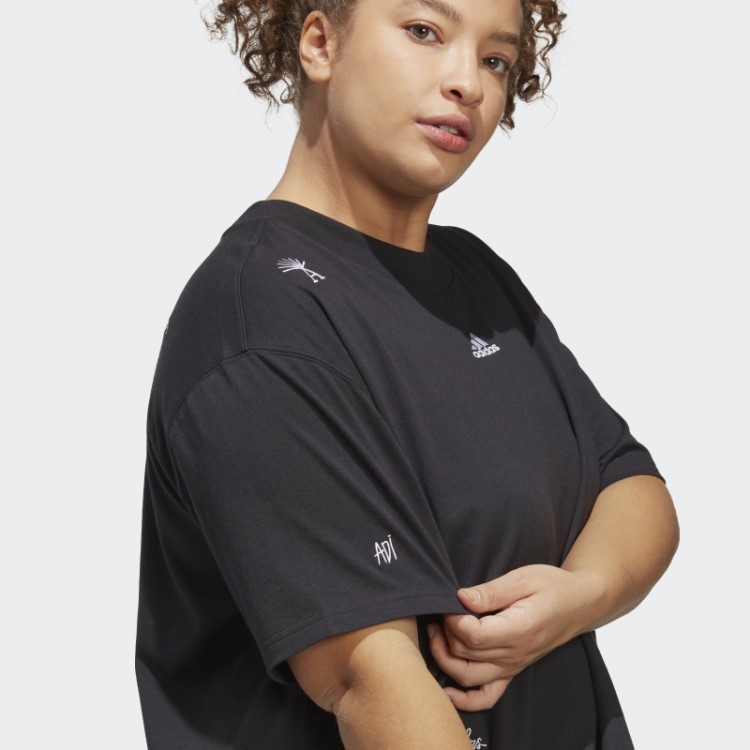 Camiseta Boyfriend Com Estampas Inspiradas Em Cristais Curativos (tamanho Grande) Preta Adidas
